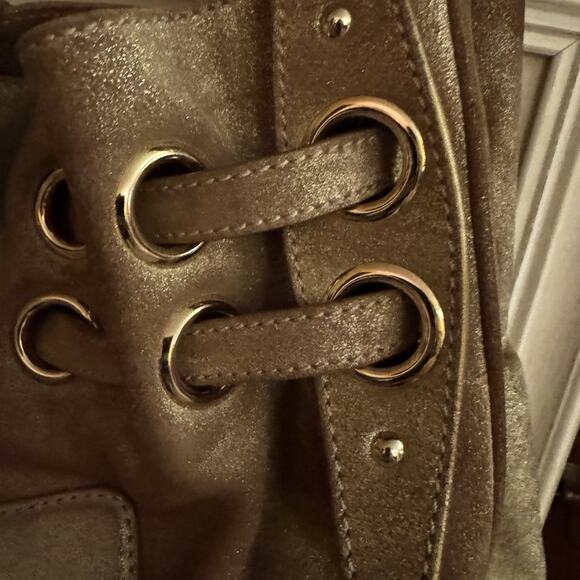 Vintage Jimmy Choo Brushed Gold Suede Ramona Tote Bag 2010 - Picture 5 of 16